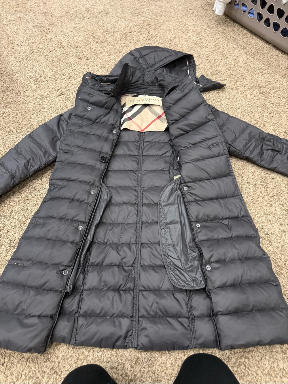 Burberry Black Quilted Puffer Coat with Hood